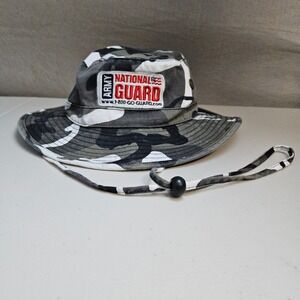 Army National Guard Camo Bucket Hat Military Style Outdoor Sun Hat Beach Size 14